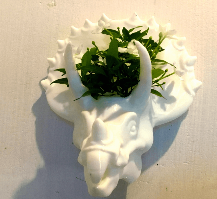 Triceratops head Planter/Wall mounted planter/Handmade Animal Planter/home and living/outdoor and gardening/planters and pots/head planter, - Image 4