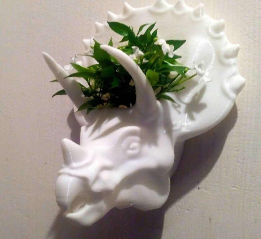 Triceratops head Planter/Wall mounted planter/Handmade Animal Planter/home and living/outdoor and gardening/planters and pots/head planter, - Image 3