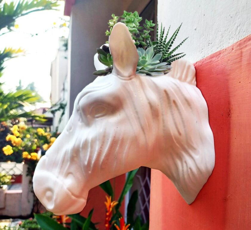 Zebra head planter,Wall Mounted 3d jungle animal Head Modern Decor,home decor, home & living,safari, flower vase, pot, wall hangings, horse