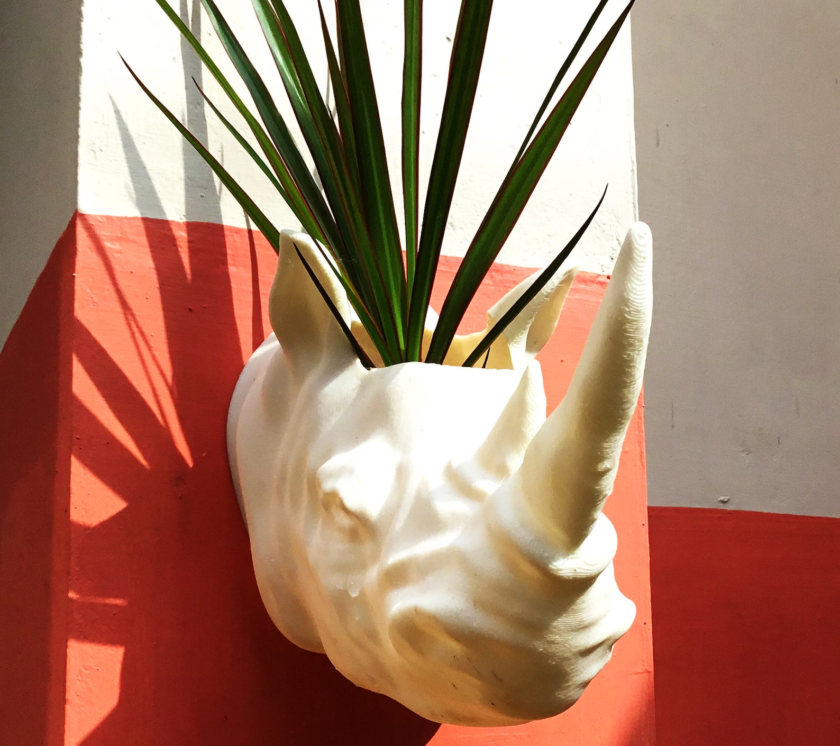 Rhino Head Planter, Handmade Planter, home and living ,outdoor and gardening, planters and pots, indoor planters, planter, wall planter - Image 3