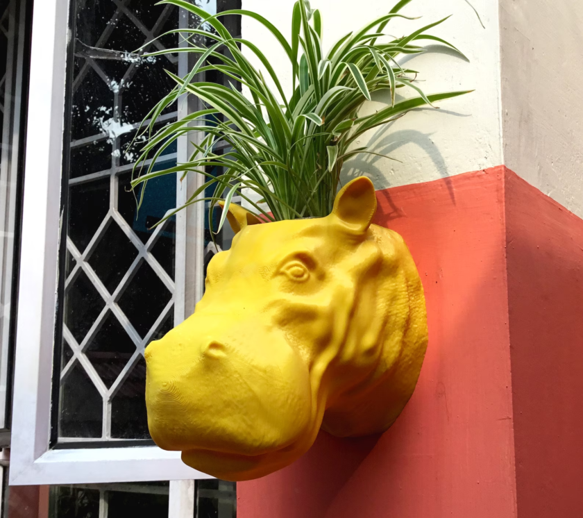 Hippo head handmade Planter, Hippopotamus mounted planter, home and living, outdoor and gardening, indoor planter, home decor, wall planter