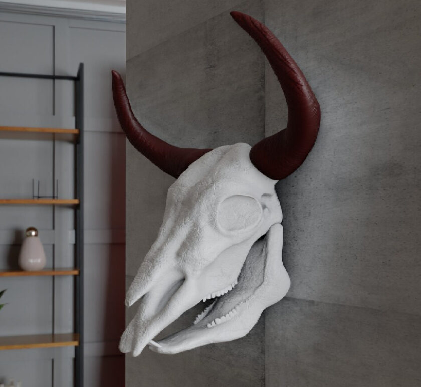 Bull head skull wall mount, farm and home decor, jersey cow head, 3d printed - Image 2