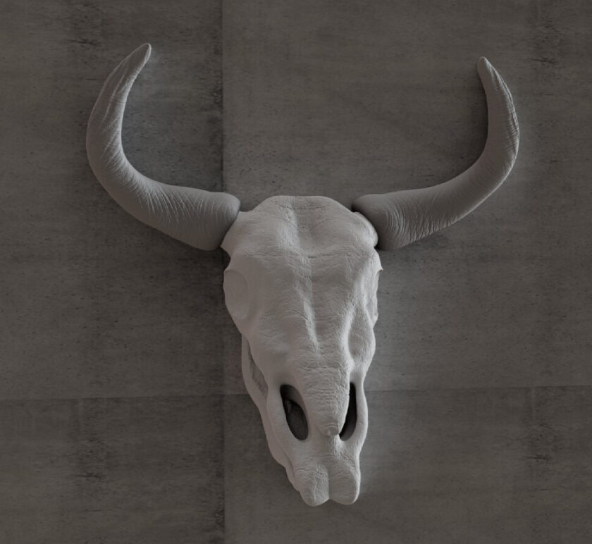 Bull head skull wall mount, farm and home decor, jersey cow head, 3d printed