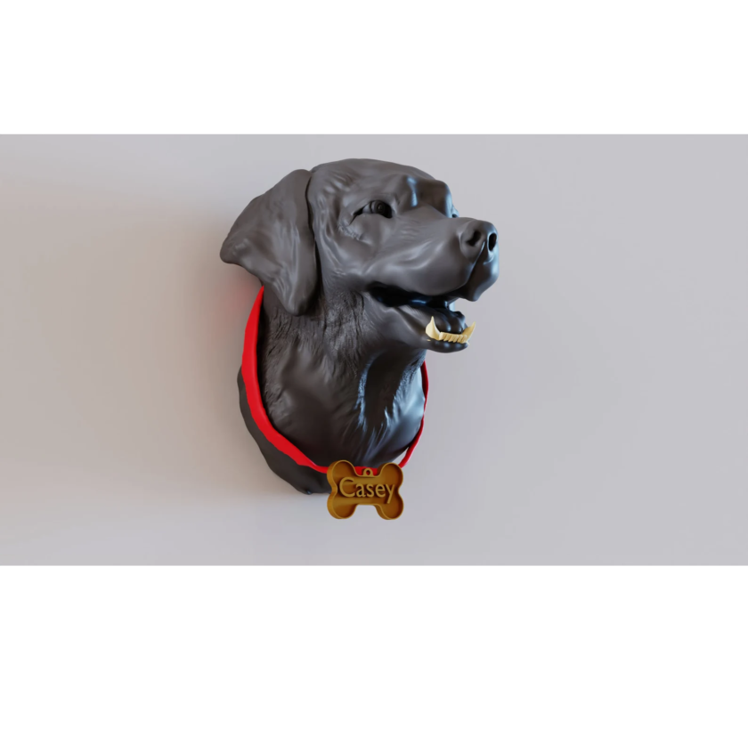 Labrador head wall mount, custom pet memorial statue with dog name label, any breed available from pet photo. dog head wall mount. - Image 6