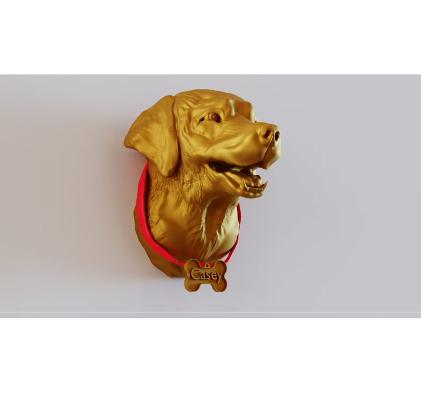 Labrador head wall mount, custom pet memorial statue with dog name label, any breed available from pet photo. dog head wall mount. - Image 2