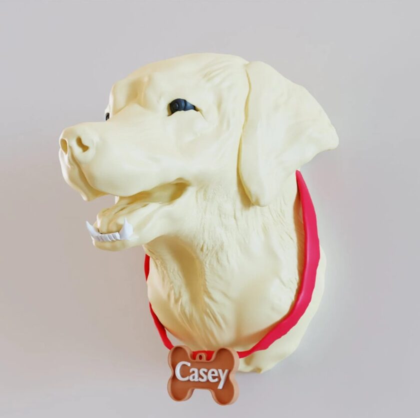 Labrador head wall mount, custom pet memorial statue with dog name label, any breed available from pet photo. dog head wall mount.