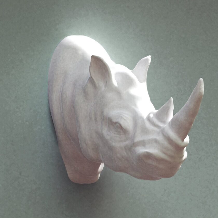 Rhino Head Sculpt, Rhino head,Wall mount art, Wall mounted Rhino, home decor, home and living, rhinoceros, wall decor, art and collectibles - Image 4